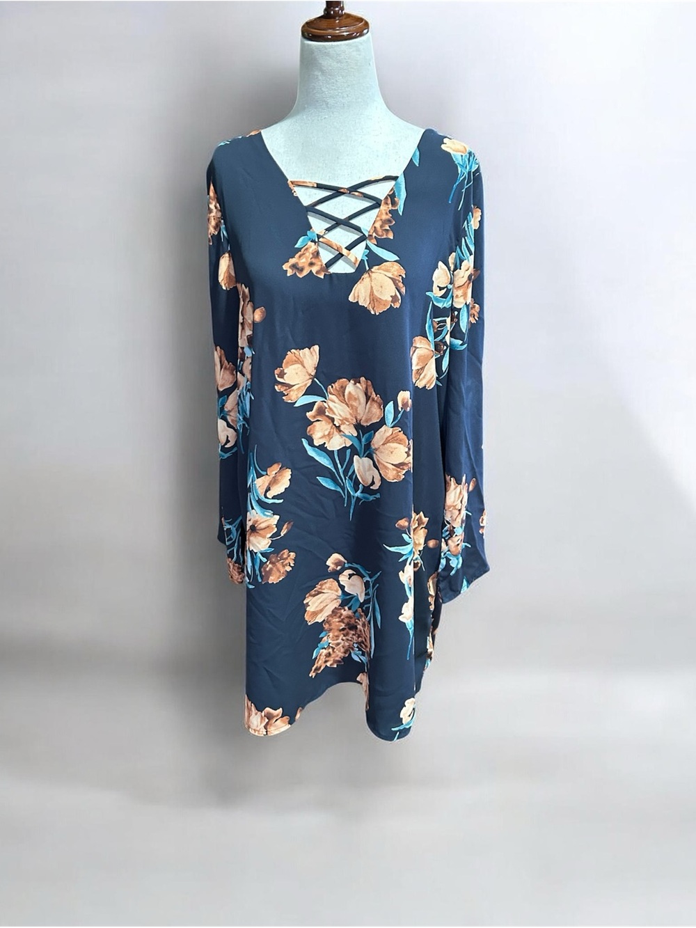 Everly Black Floral Crisscross Mini Dress